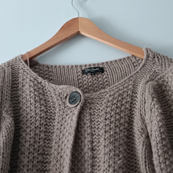 Shima Novelli Alpaca Blend Cardigan Tan Cable Knit Button Front Italy M - Picture 3 of 7